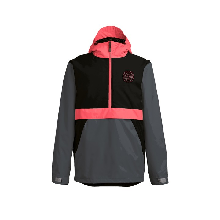 Airblaster Trenchover Jacket - Black/Hot Coral L